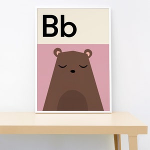 Bear Alphabet Print Pink