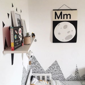 Moon Alphabet Print • Letter M Poster • Nursery Wall Art • Educational Poster • Alphabet Poster • Kids Bedroom Decor  • Initial Print