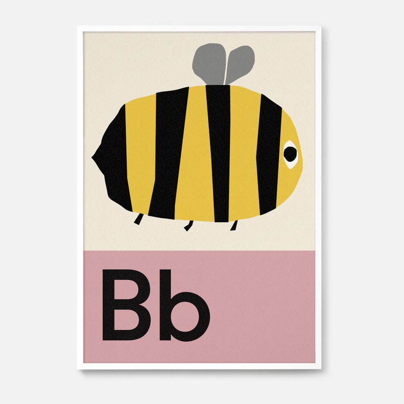 bee alphabet print etsy