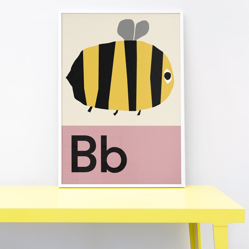 bee alphabet print etsy