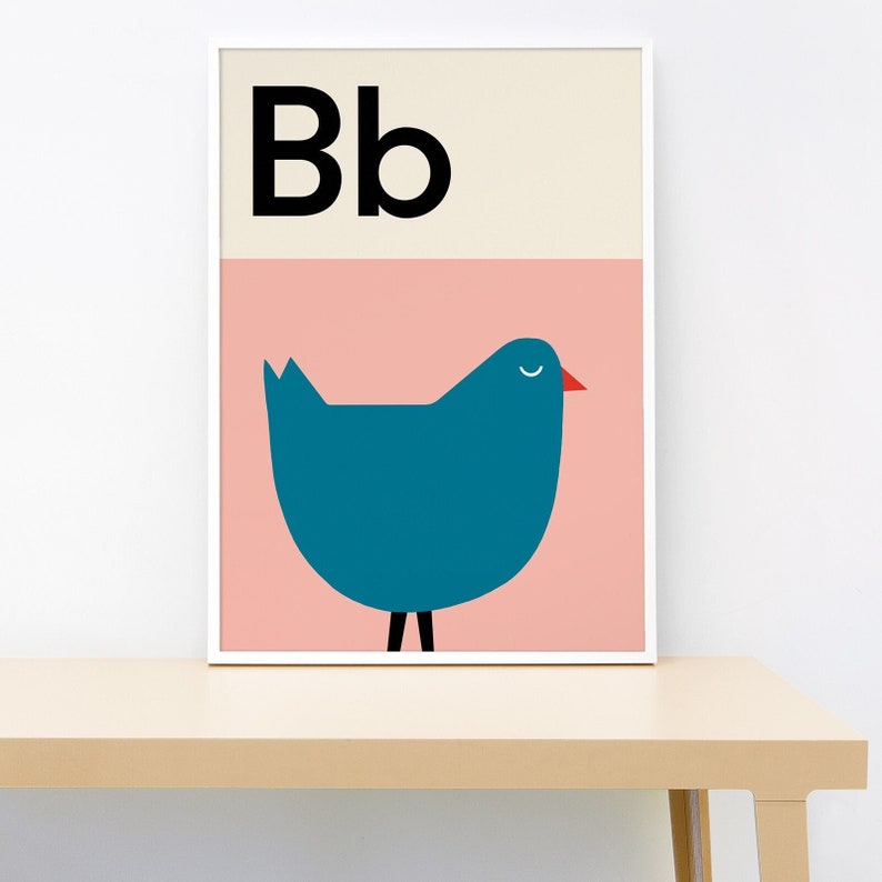 Bird Alphabet Print • Letter B Poster • Nursery Wall Art • Educational ...
