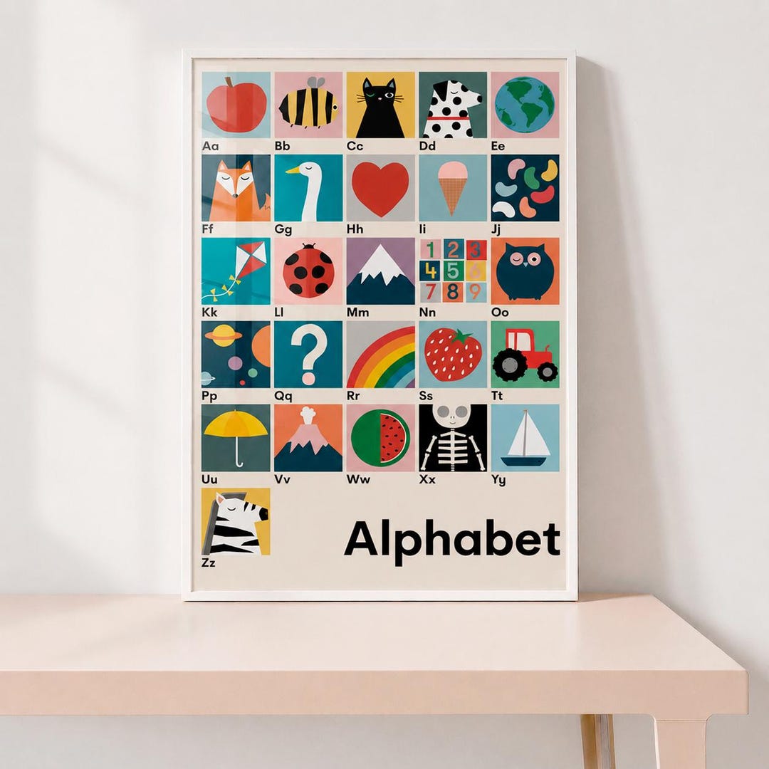 Alphabet Wall Print, ABC Nursery Poster, Educational Kids Bedroom Decor ...