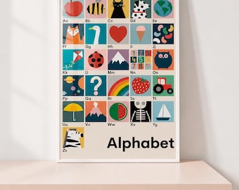 Alphabet Wall Print, ABC Kinderzimmer Poster, Kinder Dekor