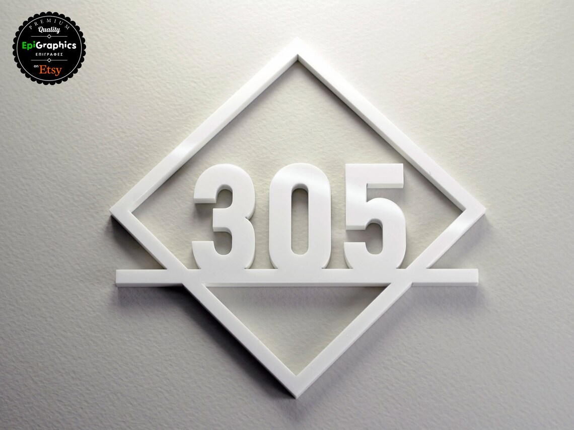 Room Number Frame Acrylic Room Number Sign in Rhombus Frame for Hotel Signage, Apartment ...
