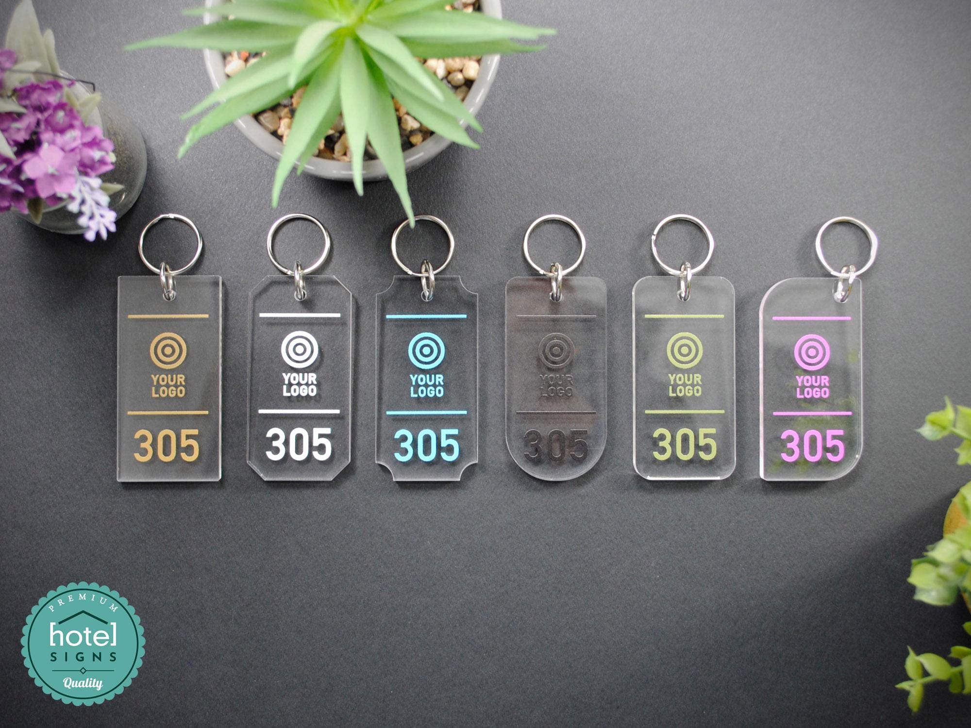 Clear Acrylic Hotel Room Keychains | UV Printed | Nickel Ring | Custom ...