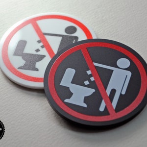 Do not throw paper in the toilet sign - Do not flush sign - Round shape