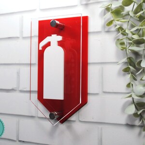 Luxury 3D Reflective Fire Extinguisher Sign with Metal Standoffs | Premium Acrylic Safety Signage image 4