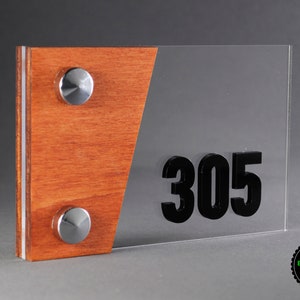 Acrylic & Wooden Sign for Hotel Signage, Room Number Sign, Apartment Door Sign
