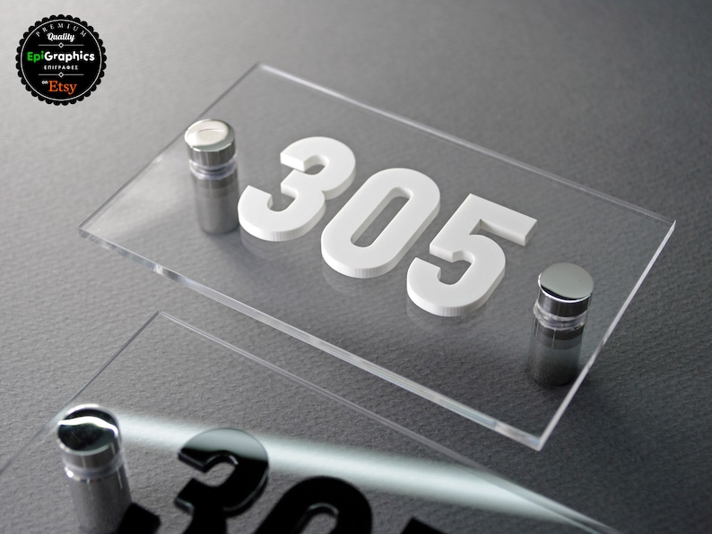 Acrylic Sign with wall spacers for Hotel Signage Room Number Etsy