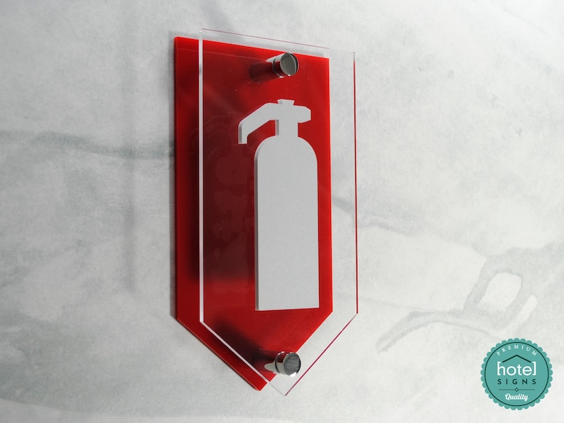 Luxury 3D Reflective Fire Extinguisher Sign with Metal Standoffs | Premium Acrylic Safety Signage image 8