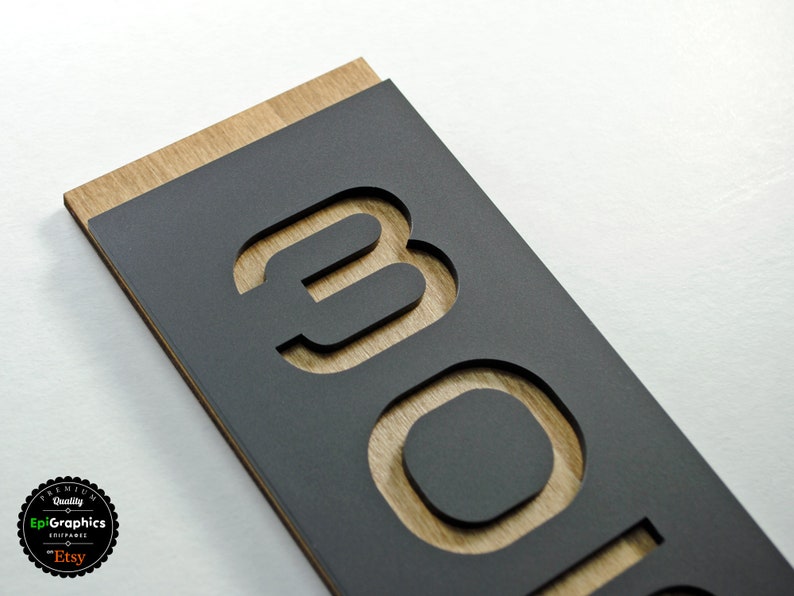 Room Number Lettering Modern Wood & Acrylic Room Number Sign - Hotel Door Signage - Etsy