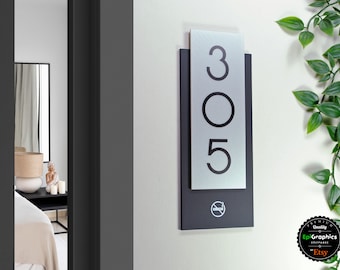 Room Number Sign for Hotel Signage made of acrylic, Apartment Door Sign UV printed.