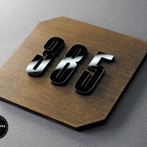 Wooden sign with acrylic Numbers for Hotel signage / Room number sign / Apartment door sign.