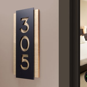 Sign for Hotel Signage made of wood & acrylic, Room Number Sign, Apartment Door Sign.