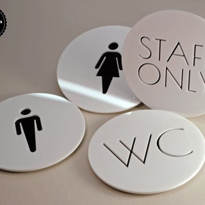 Okrągły akrylowy znak WC do oznakowania hoteli, restauracji i biur
