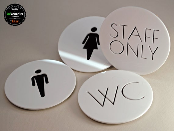 Round Shape Acrylic WC Sign for Hotel, Restaurant and Office signage
