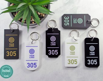 Custom Acrylic Hotel Room Keychains | UV Printed | Nickel Ring | Multiple Colors & Shapes