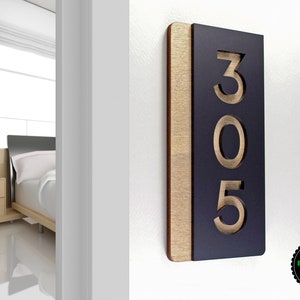 Sign for Hotel Signage made of wood & acrylic, Room Number Sign, Apartment Door Sign.