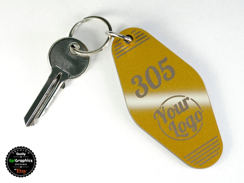 Personalized hotel key tag Keychain with your logo and room Etsy