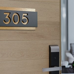 Sign for Hotel Signage made of wood & acrylic, Room Number Sign, Apartment Door Sign.