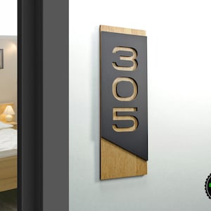 Sign for Hotel Signage made of wood & acrylic, Room Number Sign, Apartment Door Sign.