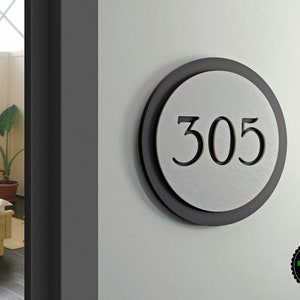 Signo de forma redonda para señalización de hotel/signo de número de habitación/signo de puerta de apartamento.