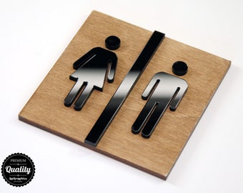 Wooden WC sign for Hotel and restaurant signage.