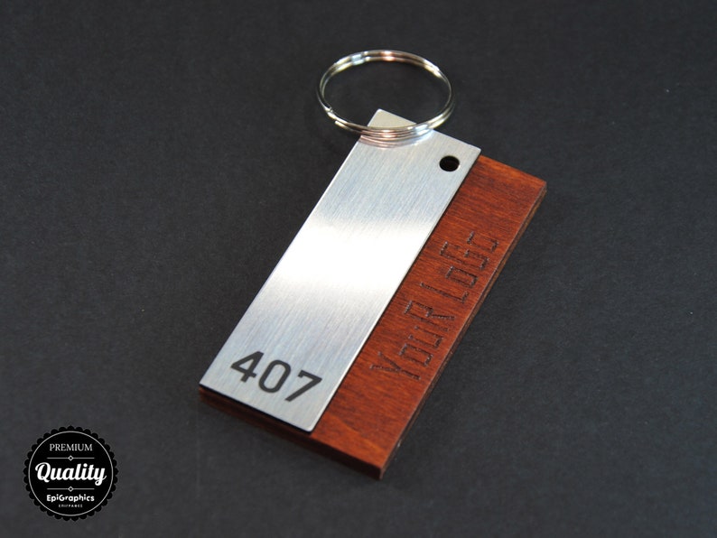 Personalized hotel key tag Keychain with your logo and room Etsy