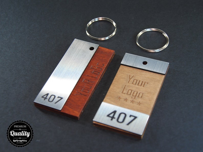 Personalized hotel key tag Keychain with your logo and room Etsy