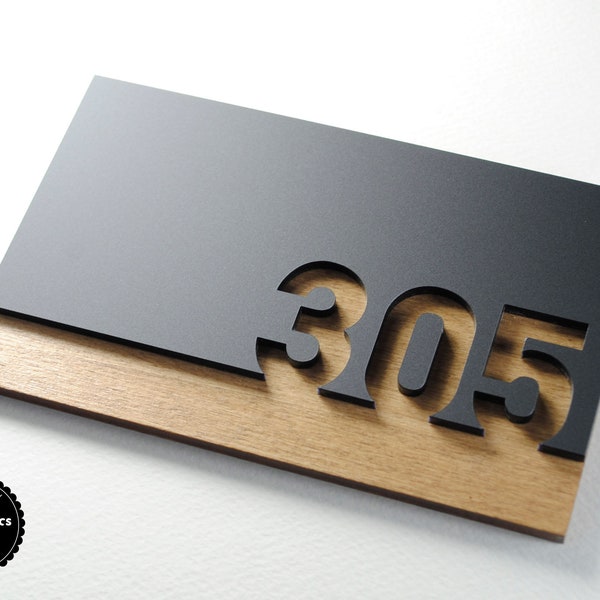 Sign for Hotel Signage made of wood & acrylic, Room Number Sign, Apartment Door Sign.