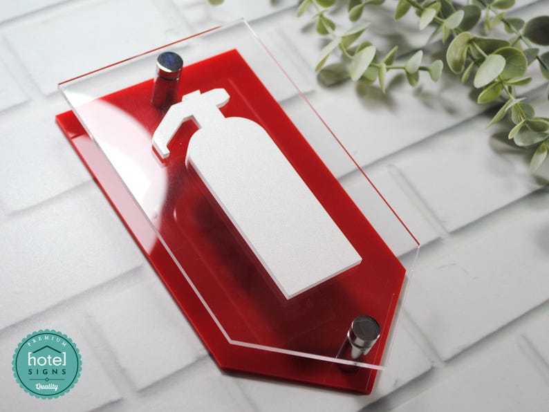 Luxury 3D Reflective Fire Extinguisher Sign with Metal Standoffs | Premium Acrylic Safety Signage image 2