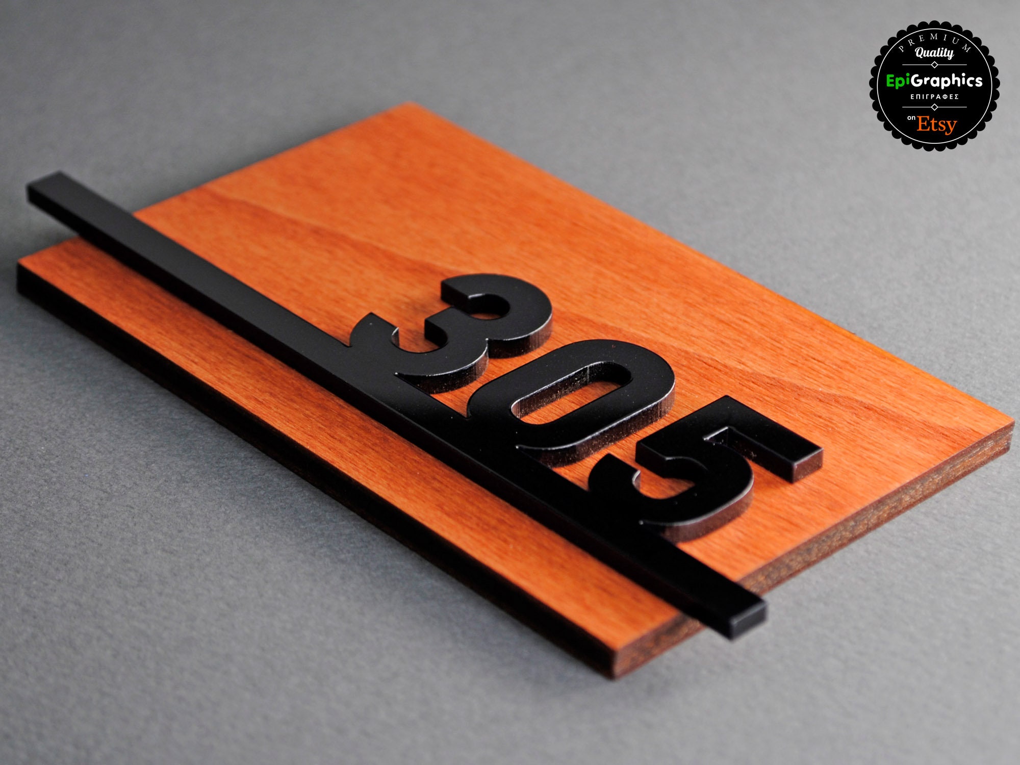 Modern Wooden Room Number Sign: Ciliegio Wood & Acrylic Numbers - Etsy