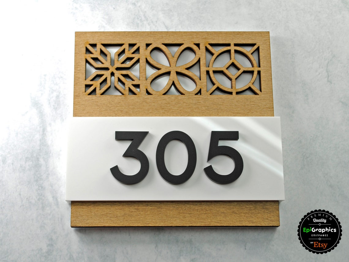 Room Number Sign made of wood & acrylic for hotel signage Etsy