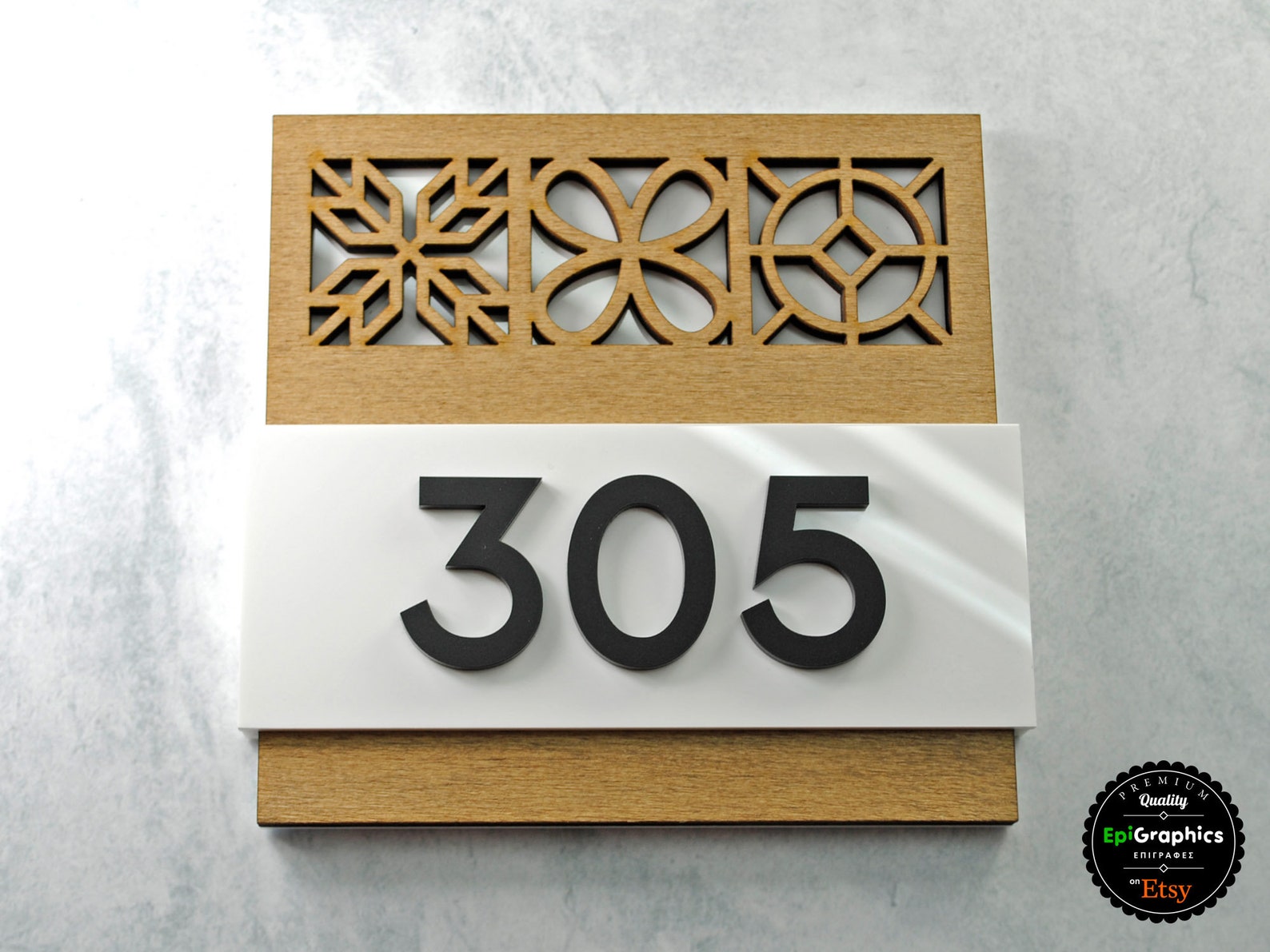 Room Number Sign made of wood & acrylic for hotel signage | Etsy