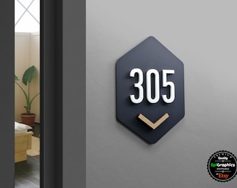 Room Number Sign for Hotel Signage made of acrylic, Apartment Door Sign.