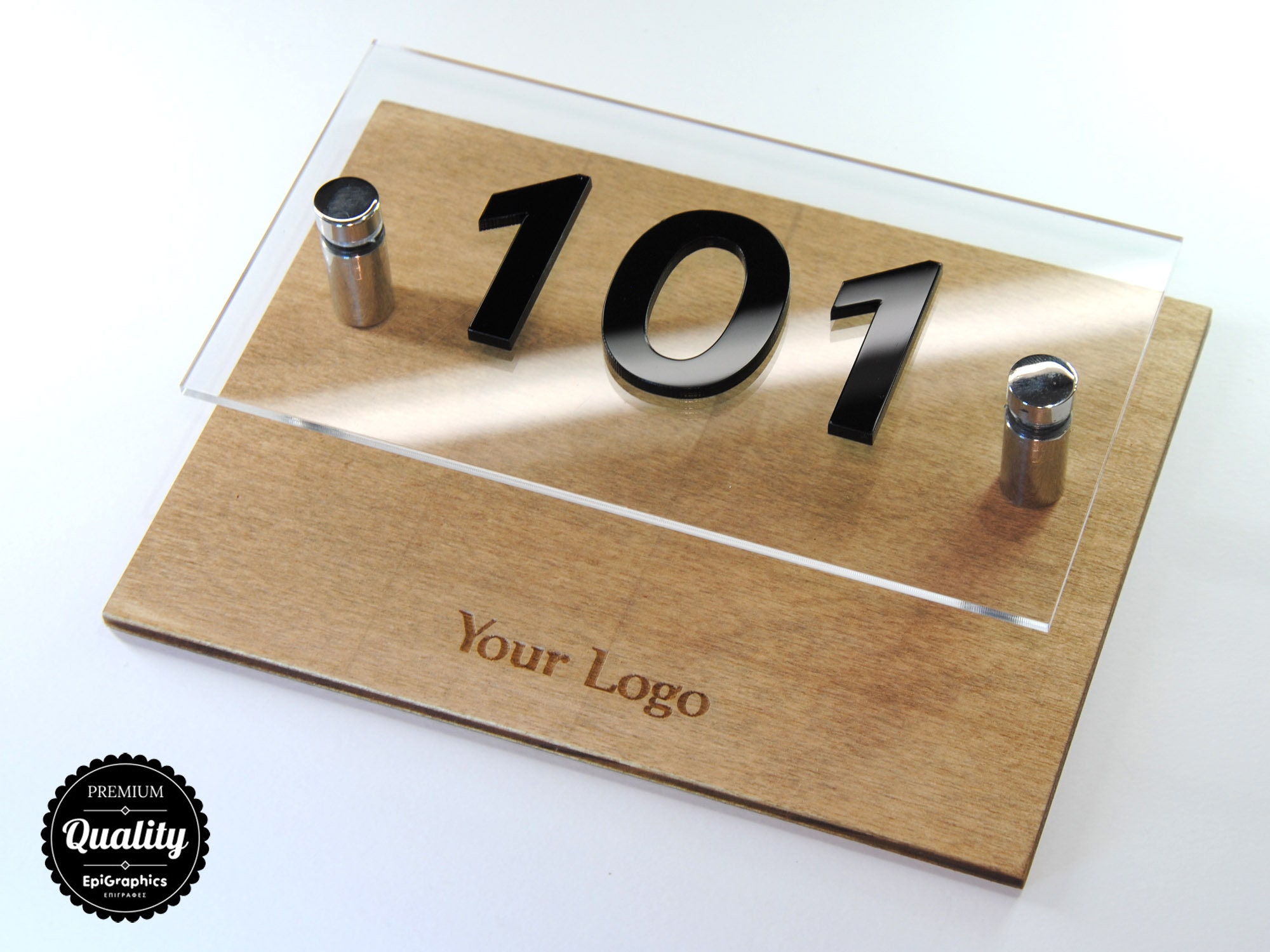 Room Number Sticker Design Modern Wood & Acrylic Room Number Sign: Hotel Suite Door Plaque - Etsy