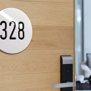 Round Shape sign for Hotel signage / Room number sign / Apartment door sign.