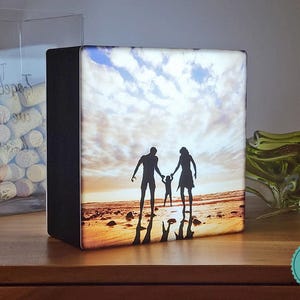 Custom Acrylic LED Lightbox Lamp – Personalized UV Printed Desk Light with Illuminated Acrylic Surfaces, Black Matte Frame