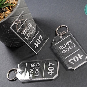 Personalized hotel key tag, Keychain with your logo and room number