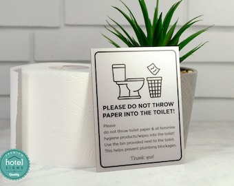 Do Not Flush Toilet Sign | Hotel Bathroom Rules Plaque | Acrylic Plumbing Signage