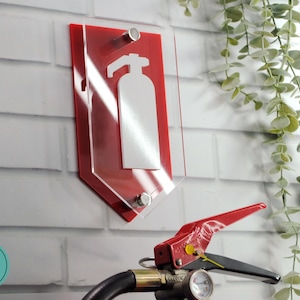 Luxury 3D Reflective Fire Extinguisher Sign with Metal Standoffs | Premium Acrylic Safety Signage image 1