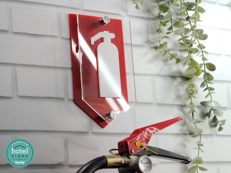 Luxury 3D Reflective Fire Extinguisher Sign with Metal Standoffs | Premium Acrylic Safety Signage image 1