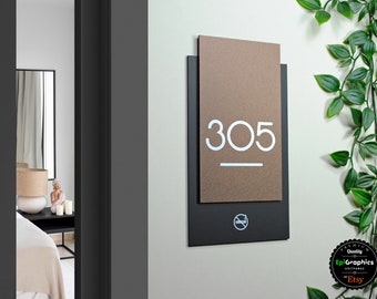 Room Number Sign for Hotel Signage made of acrylic, Apartment Door Sign UV printed.