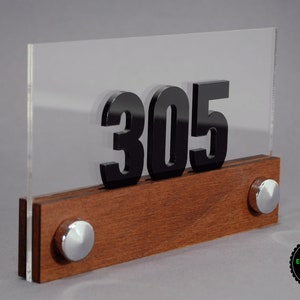 Acrylic & Wooden Sign for Hotel Signage, Room Number Sign, Apartment Door Sign