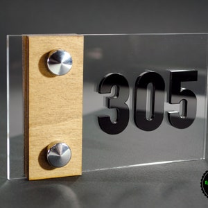 Modern Acrylic Wooden Room Number Sign: Hotel Apartment Door Signage