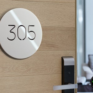Round Acrylic Room Number Sign: Hotel Apartment Door Signage