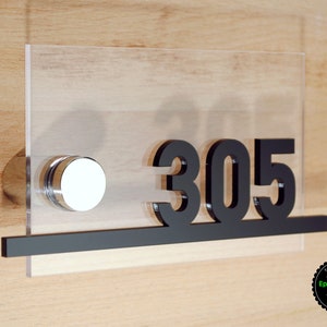 Letrero de acrílico para señalización de hotel, letrero de número de habitación, letrero de puerta de apartamento.