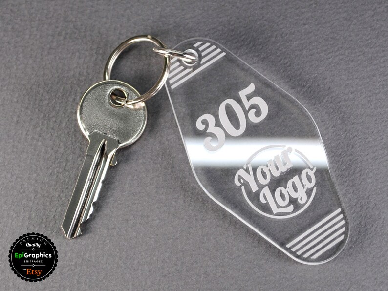 Personalized hotel key tag Keychain with your logo and room Etsy
