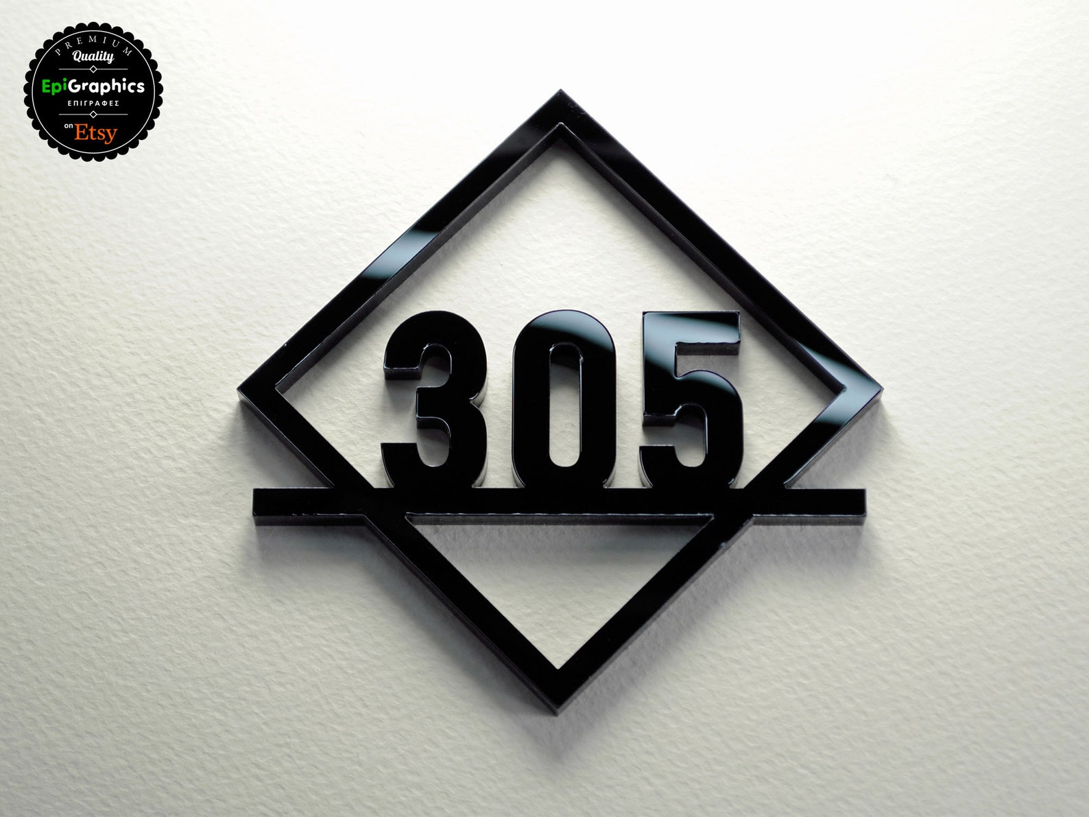Room Number Frame Acrylic Room Number Sign in Rhombus Frame for Hotel Signage, Apartment ...