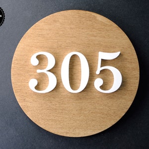 Round Shape sign with acrylic Numbers for Hotel signage / Room number sign / Apartment door sign.